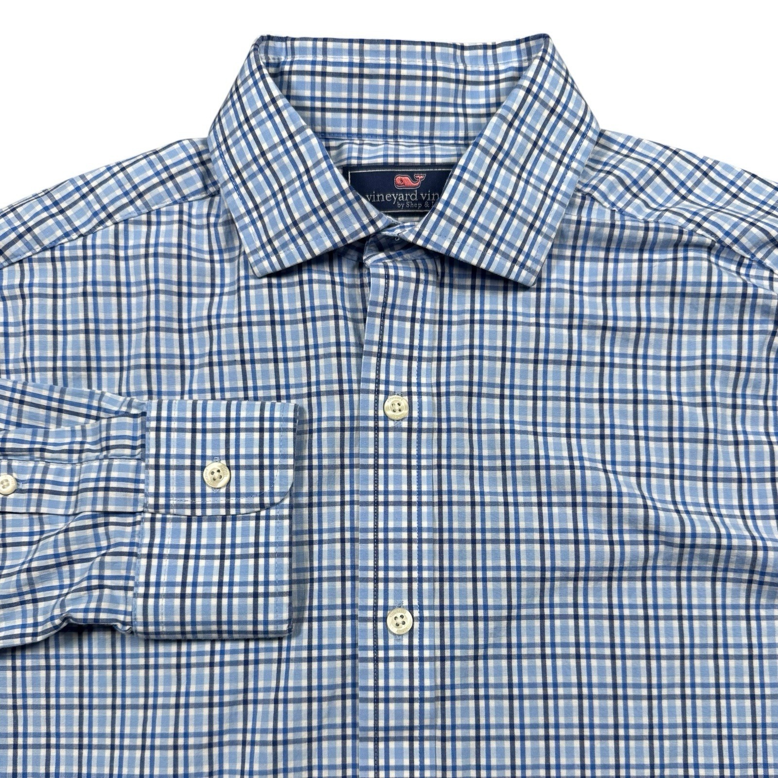Vineyard Vines Classic Fit Cooper Button Shirt Mens Medium Blue Plaid